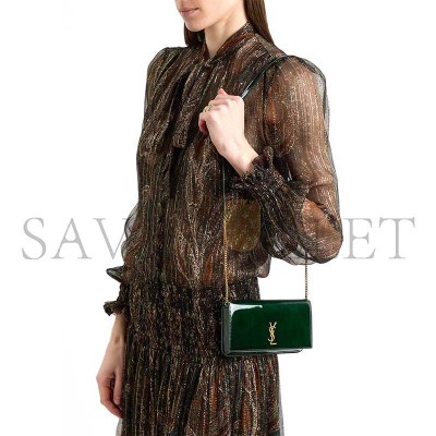 YSL MONOGRAM PHONE HOLDER WITH STRAP IN PATENT LEATHER 635095 (18*11*2cm)